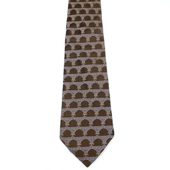 Brodeur Carvell La Vita Di Moda Tie Brown Blue 100% Silk Made in Italy Necktie - Picture 4 of 10
